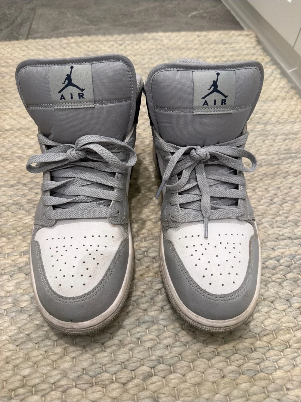 Jordan High-Top Sneakers in Grey and White